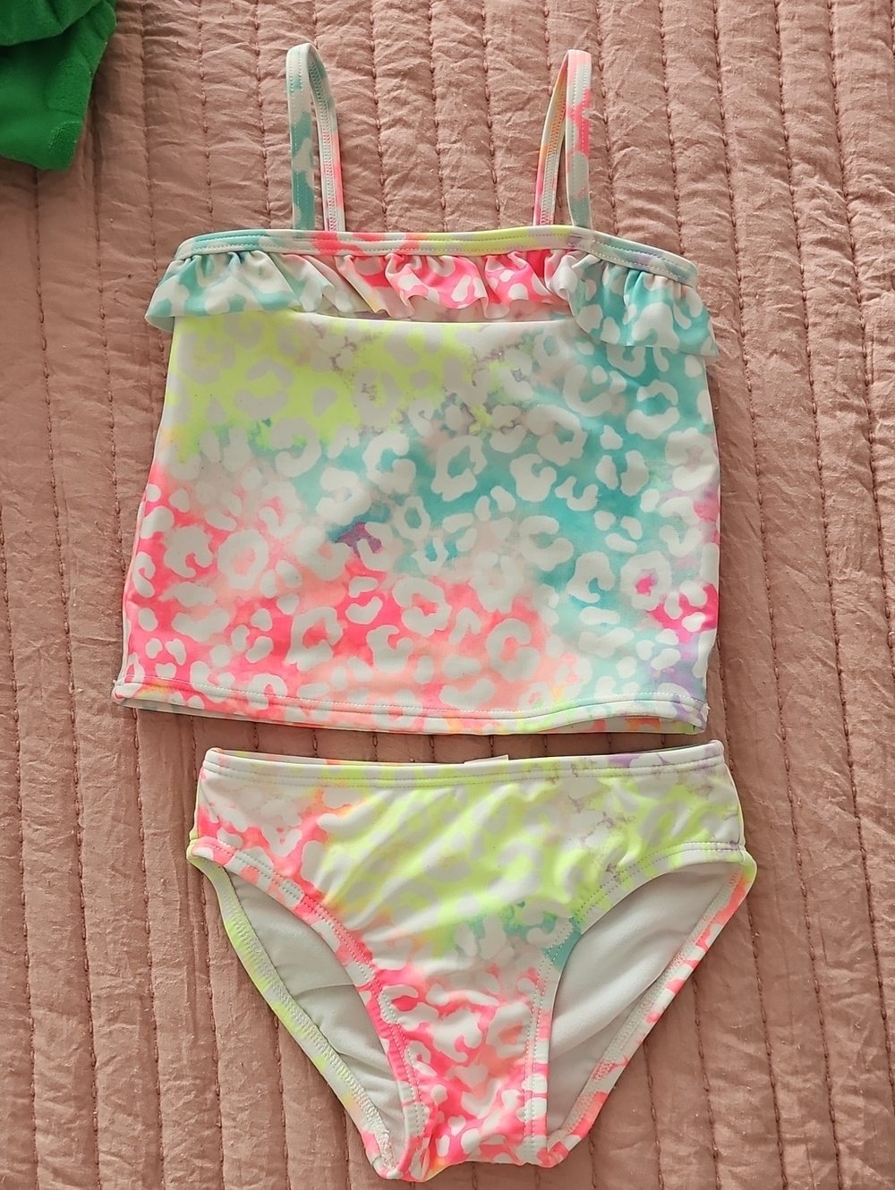 The Children's Place Neon Leopard Print Tankini - Pink, Blue, Yellow 2T